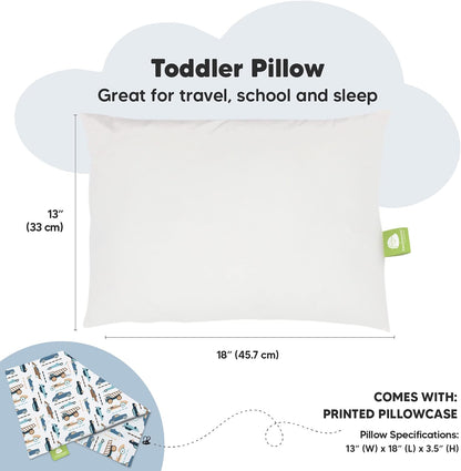 Toddler Pillow with Pillowcase, 13X18 My Little Dreamy Pillow (Vroom)