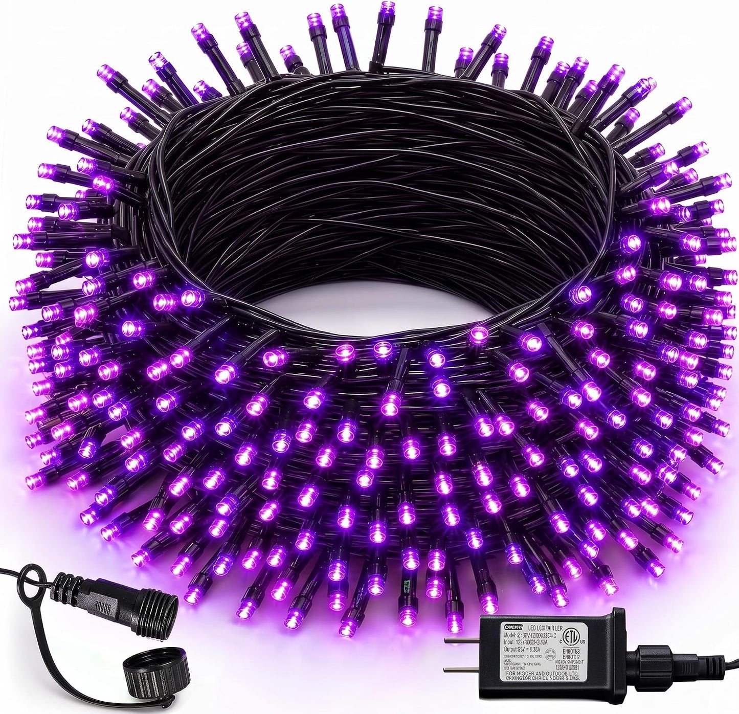 Halloween 300 LED String Lights, 100FT Connectable String Lights with 8 Lighting Modes, Halloween Decorations for Party Carnival Supplies, Indoor Outdoor Yard Garden Decor (Purple)
