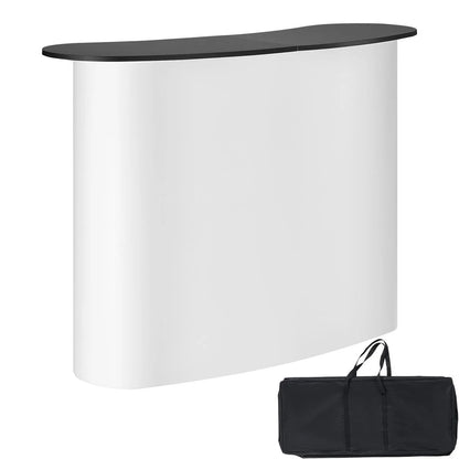 【Fathersdaygift】Vevor Portable Tradeshow Podium Table, 51.18" X 18.31" X 37.4", Display Exhibition Counter Stand Booth Fair with Wall, Foldable Promotion Retail Bar Table Pop up Podium with Storage Rack, Carrying Bag