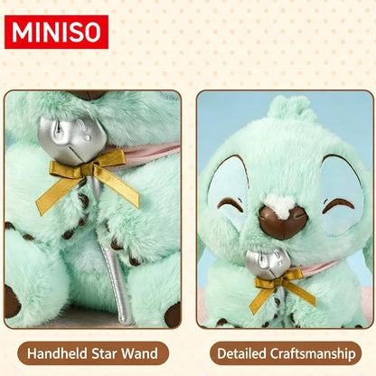 Disney Stitch Sitting Plush Figure, Cute Mint Green Seated Stuffed Doll, Soft Fluffy Stitch Toy, Adorable Gift for Kids & Friends