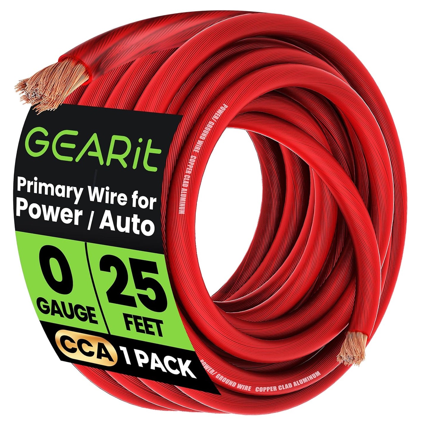 Earit 0 Gauge Wire, 1/0 Battery Cable, CCA Red Power Wire, 25FT