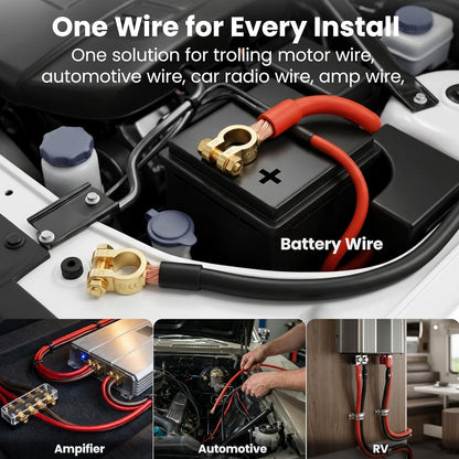Earit 0 Gauge Wire, 1/0 Battery Cable, CCA Red Power Wire, 25FT