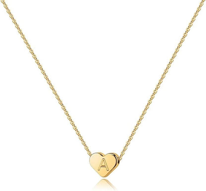 Heart Initial Necklace for Girls, 14K Gold Plated Birthday Gift