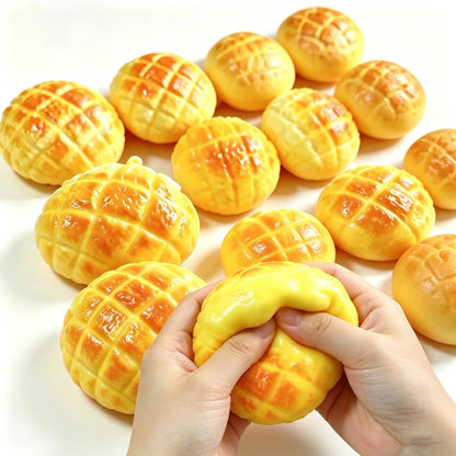 [ASMR Pineapple Bun Squishy] Slight Crunchy Food Squishies Toy Stress Relief Fidget Toy-Slight Crunchy Fidget Toy with Building Blocks inside for Stress Relief Halloween / Haunted