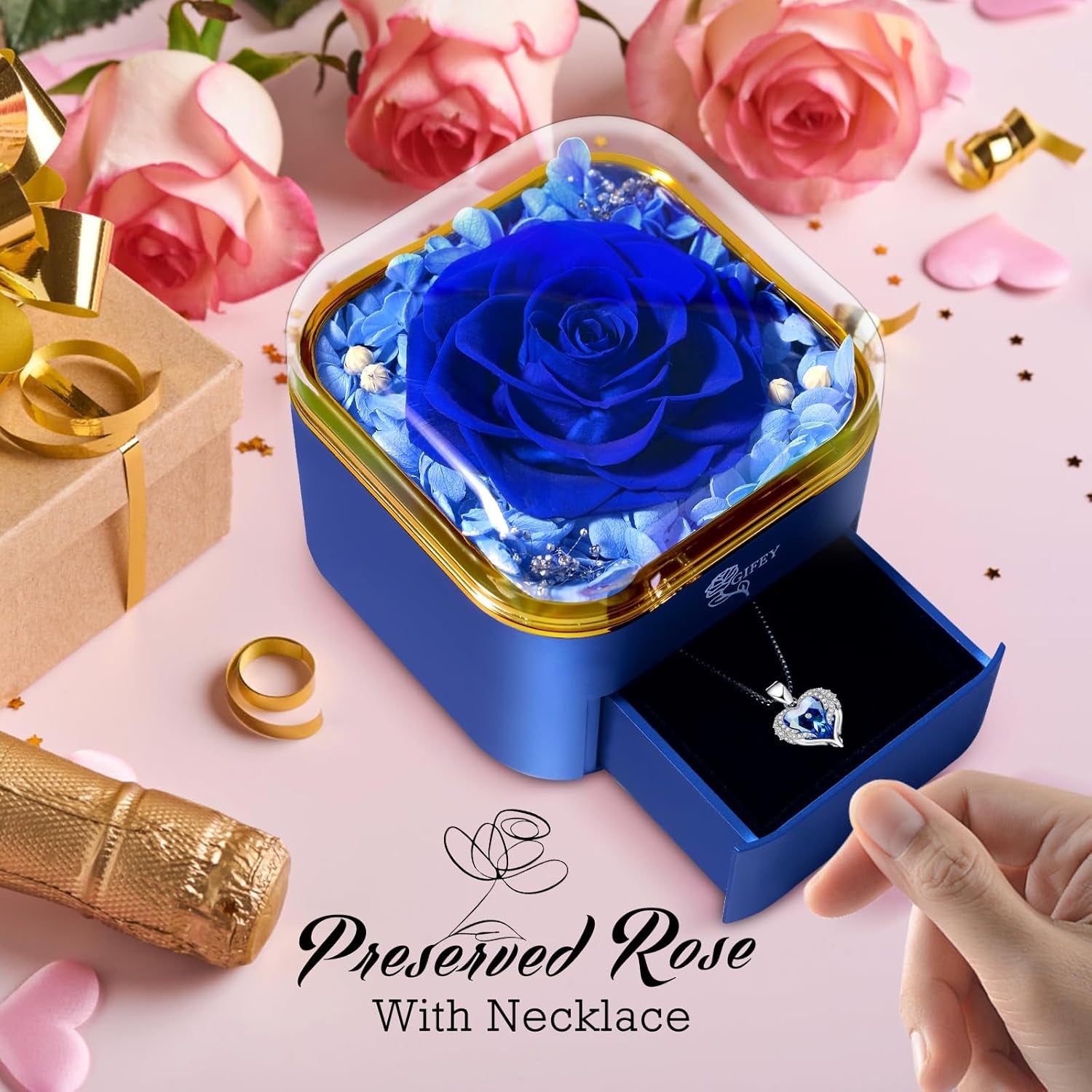 Rose Gifts for Mom, Preserved Eternal Flowers Rose Gifts for Women Wife Girlfriend on Mothers Day Anniversary Birthday Gifts for Women