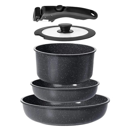 Gipp Non-Stick Cookware Set (5/11/21-Piece) with Detachable Handle, Frying Pan, Saucepan, Lid, Silicone Details, Induction Compatible, Oven Safe for RV Kitchen Use