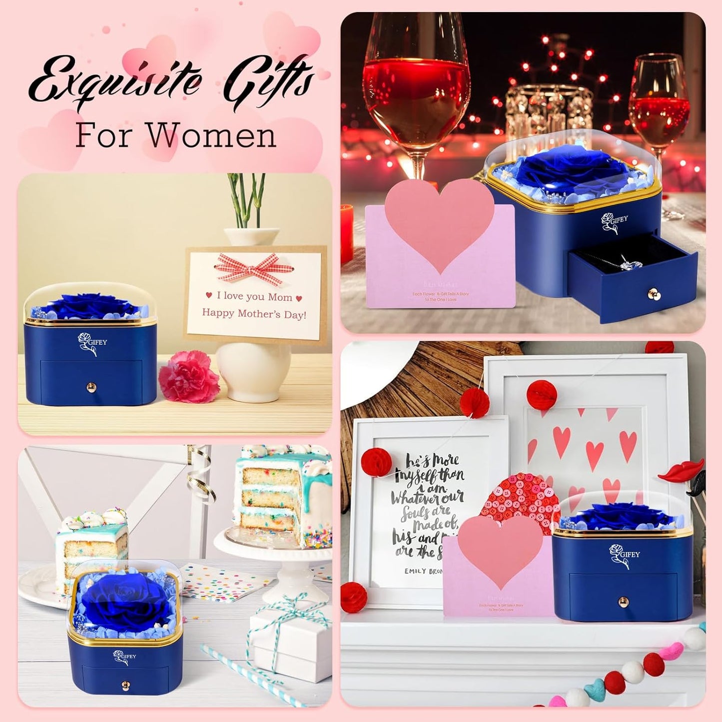 Rose Gifts for Mom, Preserved Eternal Flowers Rose Gifts for Women Wife Girlfriend on Mothers Day Anniversary Birthday Gifts for Women