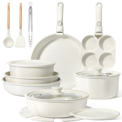 Gipp Non-Stick Cookware Set (5/11/21-Piece) with Detachable Handle, Frying Pan, Saucepan, Lid, Silicone Details, Induction Compatible, Oven Safe for RV Kitchen Use