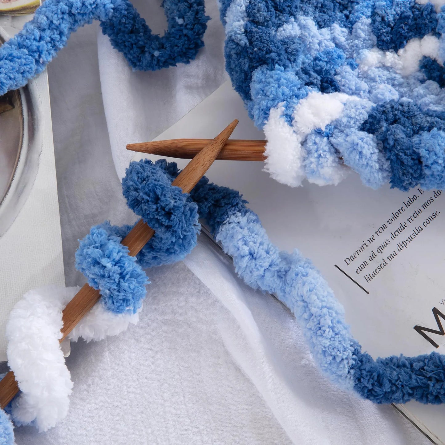 HOMBYS Tie-Dye Chunky Chenille Yarn - 8-Pack Super Bulky Crafting Supplies for Hand Knitting, Oversized Crochet Projects, DIY Crafts with Softness, Maker Flowers Mini Gift Garland, Chunky Yarn, Oversized Crochet Yarn -- Ornament