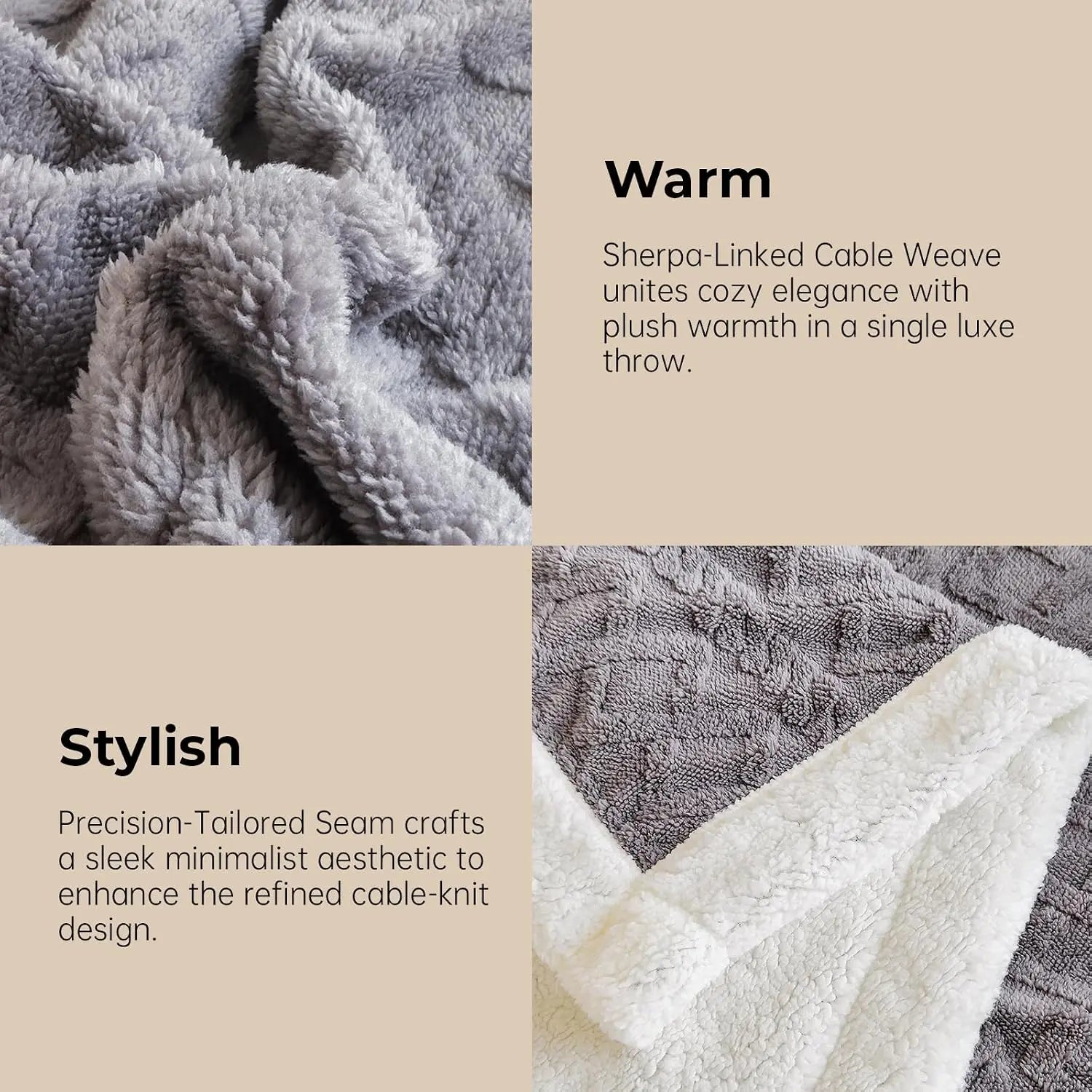 Double-Layer Plush Velvet Blanket, Ultra Soft Cozy Warm Throw Blanket, Reversible Fleece Blanket for Sofa Bed Bedroom