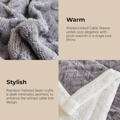 Double-Layer Plush Velvet Blanket, Ultra Soft Cozy Warm Throw Blanket, Reversible Fleece Blanket for Sofa Bed Bedroom