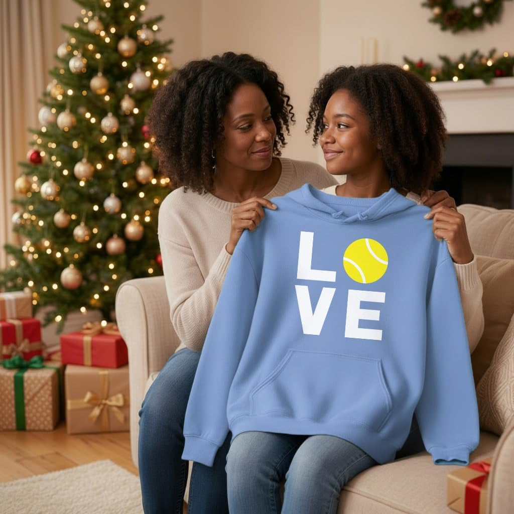 Love Tennis Hoodie Women Teen Girls Player Coach Fan Sporty Pullover