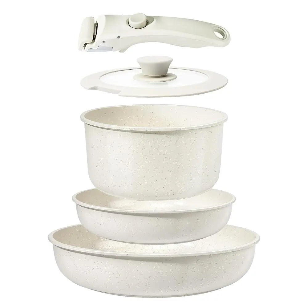 Gipp Non-Stick Cookware Set (5/11/21-Piece) with Detachable Handle, Frying Pan, Saucepan, Lid, Silicone Details, Induction Compatible, Oven Safe for RV Kitchen Use