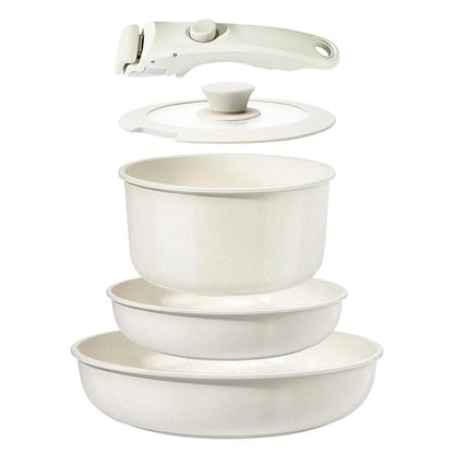Gipp Non-Stick Cookware Set (5/11/21-Piece) with Detachable Handle, Frying Pan, Saucepan, Lid, Silicone Details, Induction Compatible, Oven Safe for RV Kitchen Use