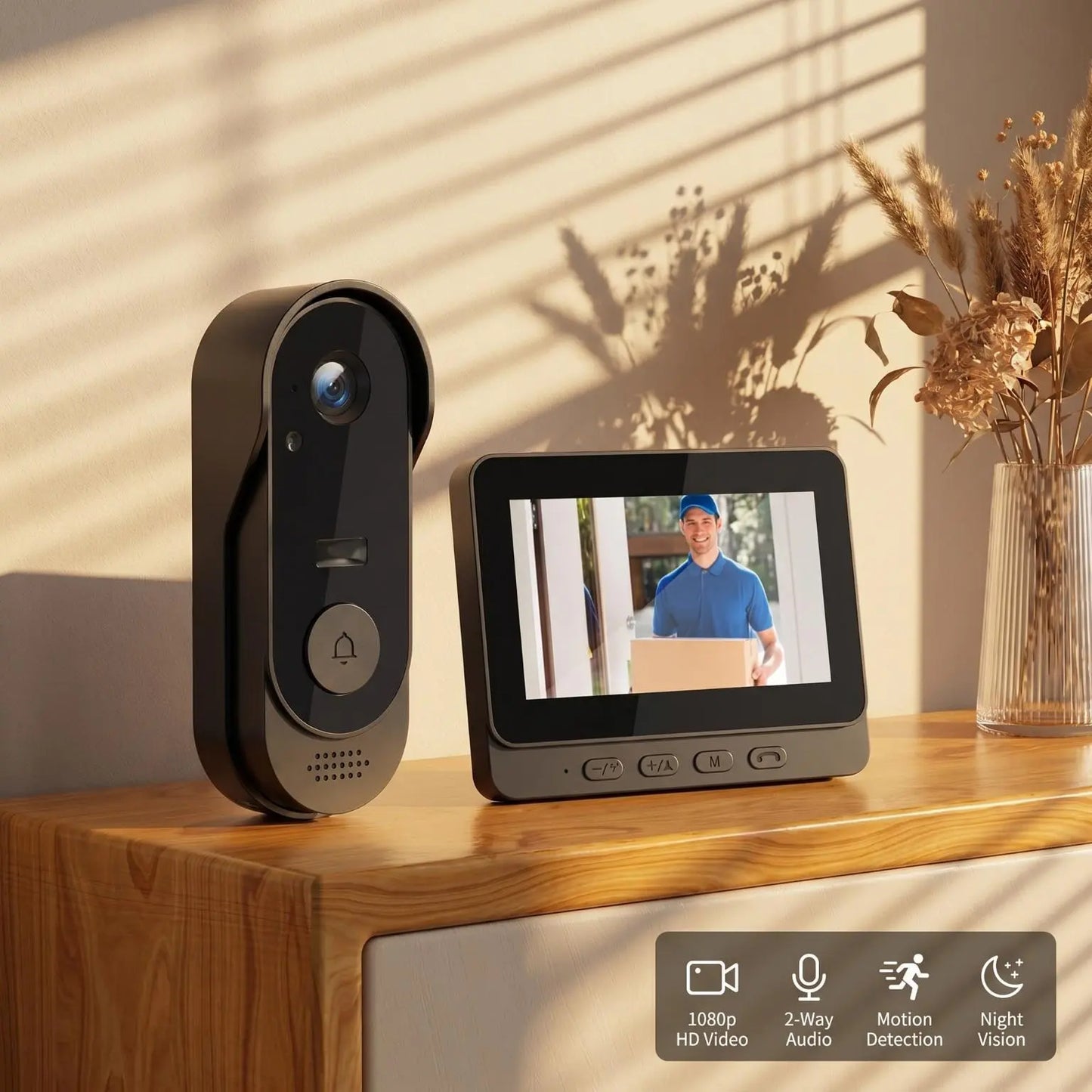 X8 Wireless Rechargeable Smart Visual Doorbell Camera, Home Security Cameras with Night Vision, 2-Way Talk, Waterproof Sensor Alarm, Video Intercom & Privacy Protection, Two-Way Talk