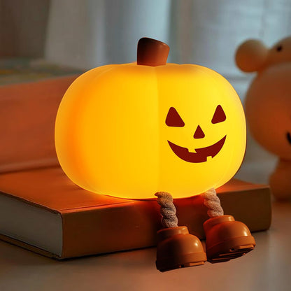 Cute Halloween Pumpkin Night Light Rechargeable for Nursery Bedroom
