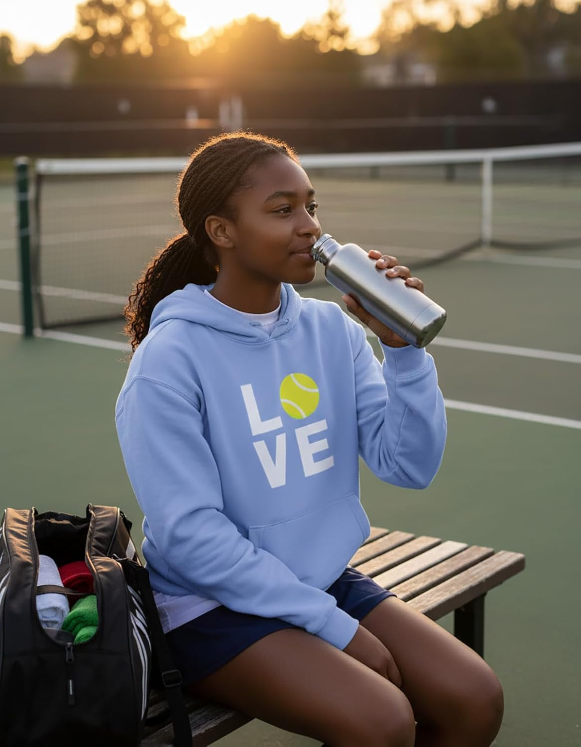Love Tennis Hoodie Women Teen Girls Player Coach Fan Sporty Pullover