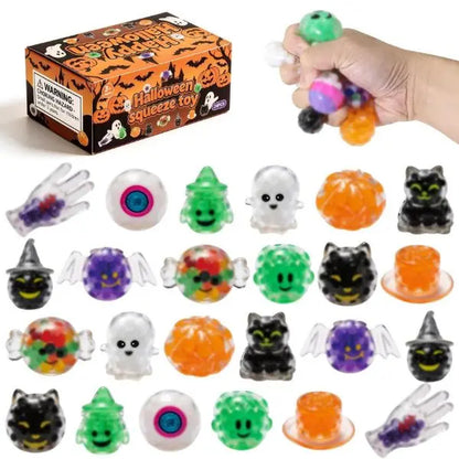 24 Pack Halloween Squishy Toys for Kids, Kawaii Mini Stress Balls, Soft Sensory Fidget Squeeze Toys, Bulk Party Favors, Trick-Or-Treat Goodie Bag Fillers, Halloween Decorations & Gifts